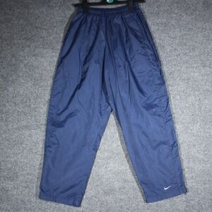 Vintage Nike‎ Pants Youth Large Blue Y2K Swoosh Running Lined Nylon Leg Zipper